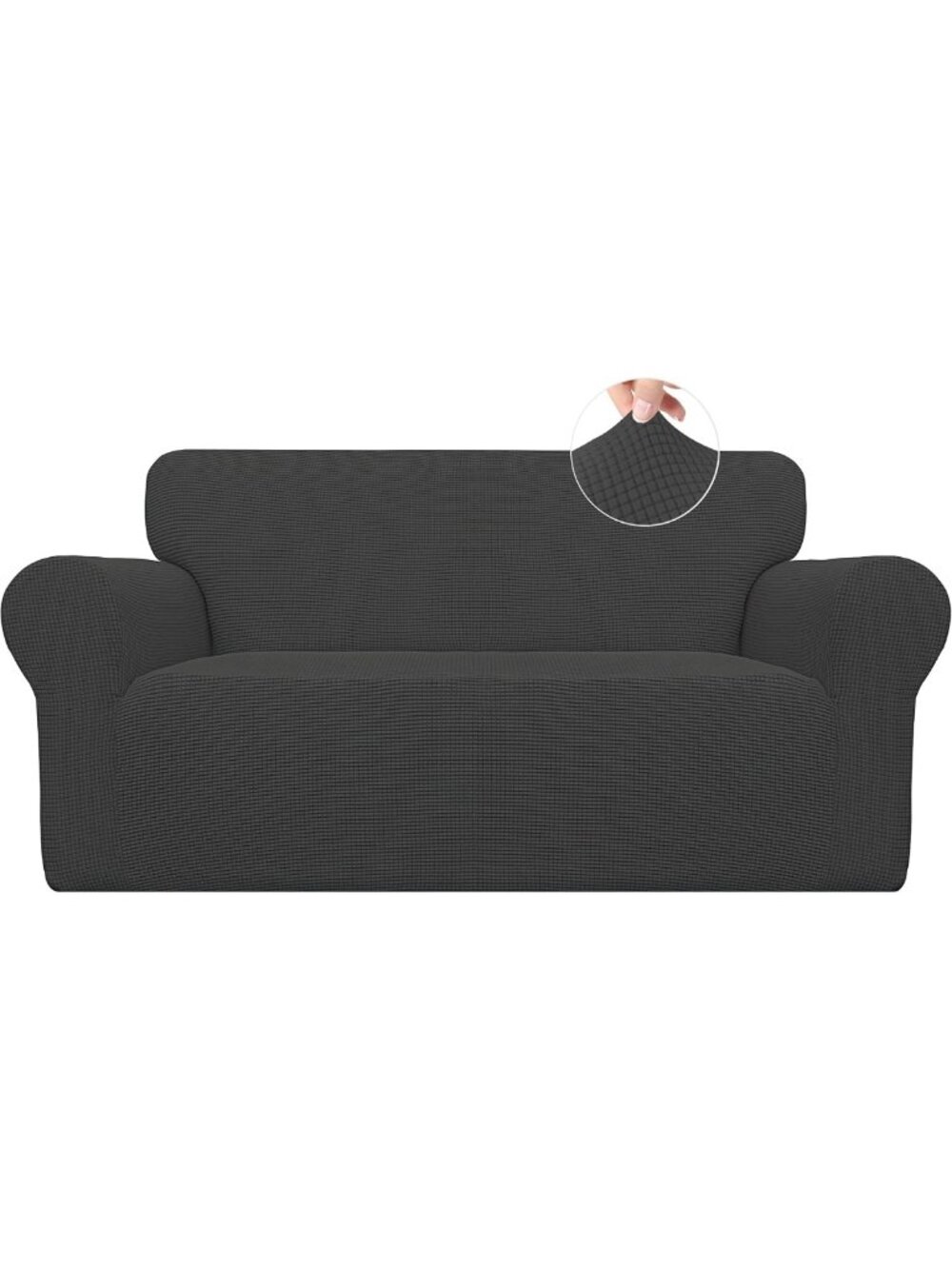 Stretchable Washable Loveseat Couch Cover in Dark Gray - Easy Fit & Durable